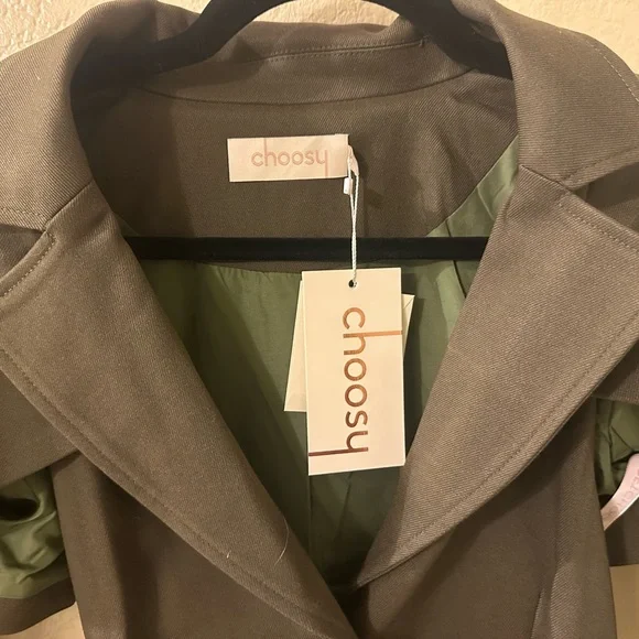 2/$50 NWT Choosy Olive Military Cutout Jacket w/Shoulder Pads/Pockets Multi size - Picture 2 of 6